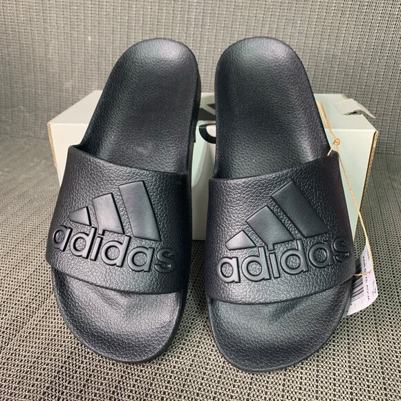 Adidas Adilette Aqua Mens Size 9 Women’s Size 10 Black Slip-On Sandals - Picture 3 of 5